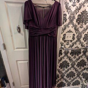 Celebrate DB Studio Flutter Sleeve Crisscross Mesh Dress Plum size 14 # F19933